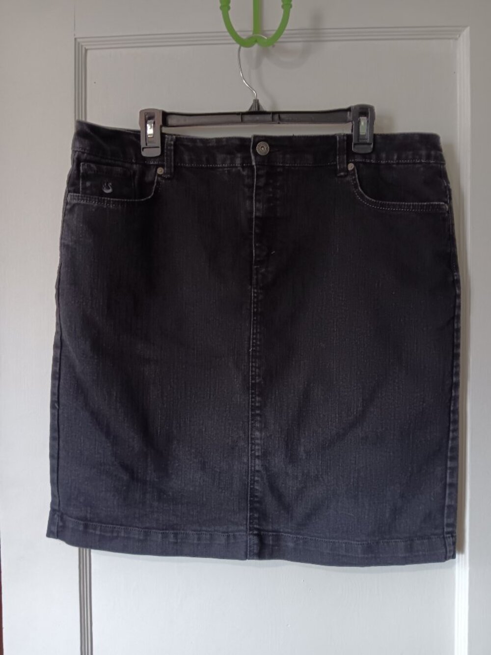 Gloria Vanderbilt Black Denim Pencil Skirt Jeans 16 Grunge y2k indiesleaze 90s